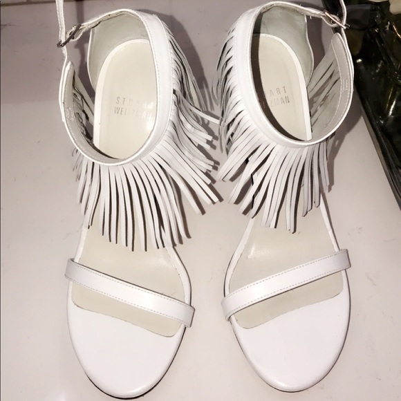 Stuart Weitzman Lovefringe Leather Sandals - Picture 7 of 7